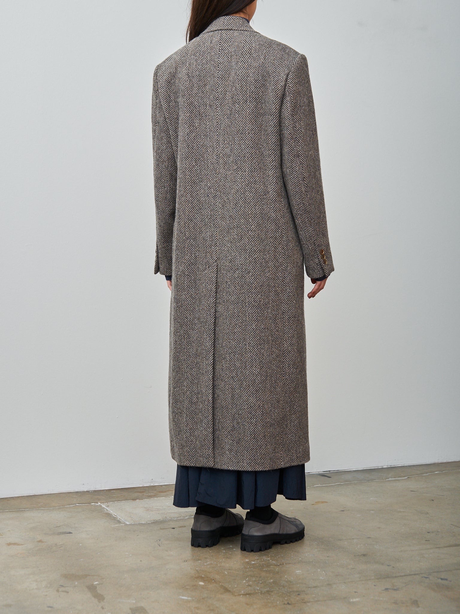 Namu Shop - Auralee Lama Shetland Wool Tweed Chesterfield Coat - Khaki Tweed