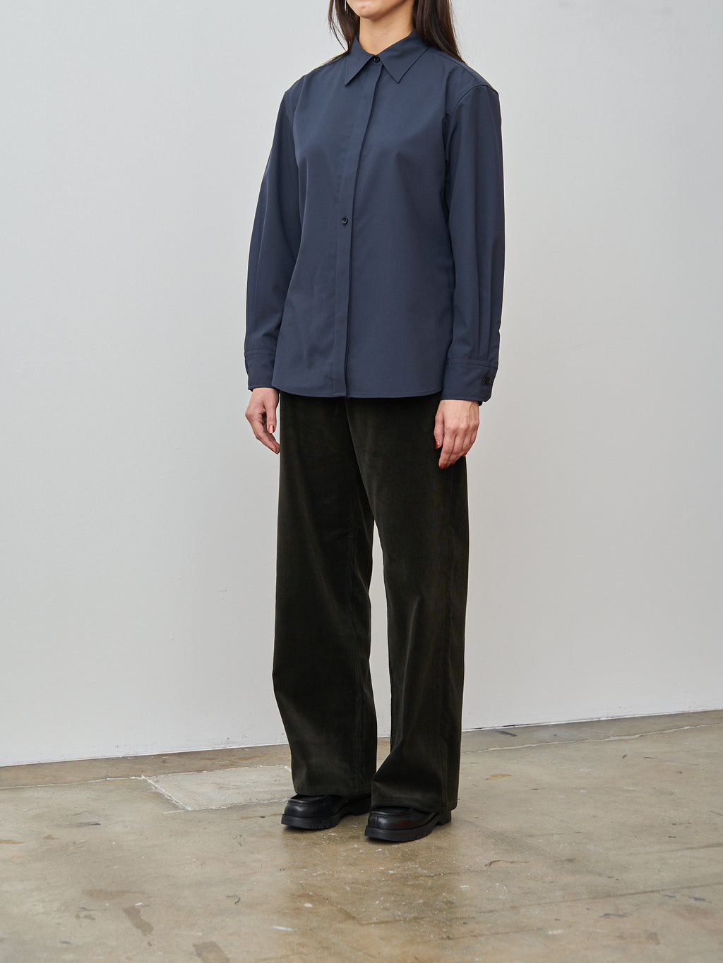 Namu Shop - Sayaka Davis Slim Wool Shirt - Navy