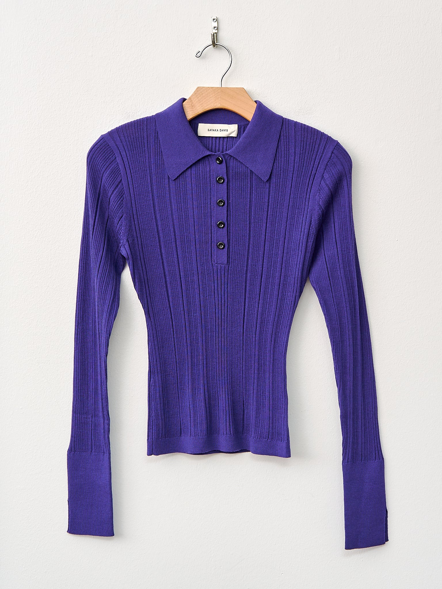 Namu Shop - Sayaka Davis Ribbed Knit Polo - Grape