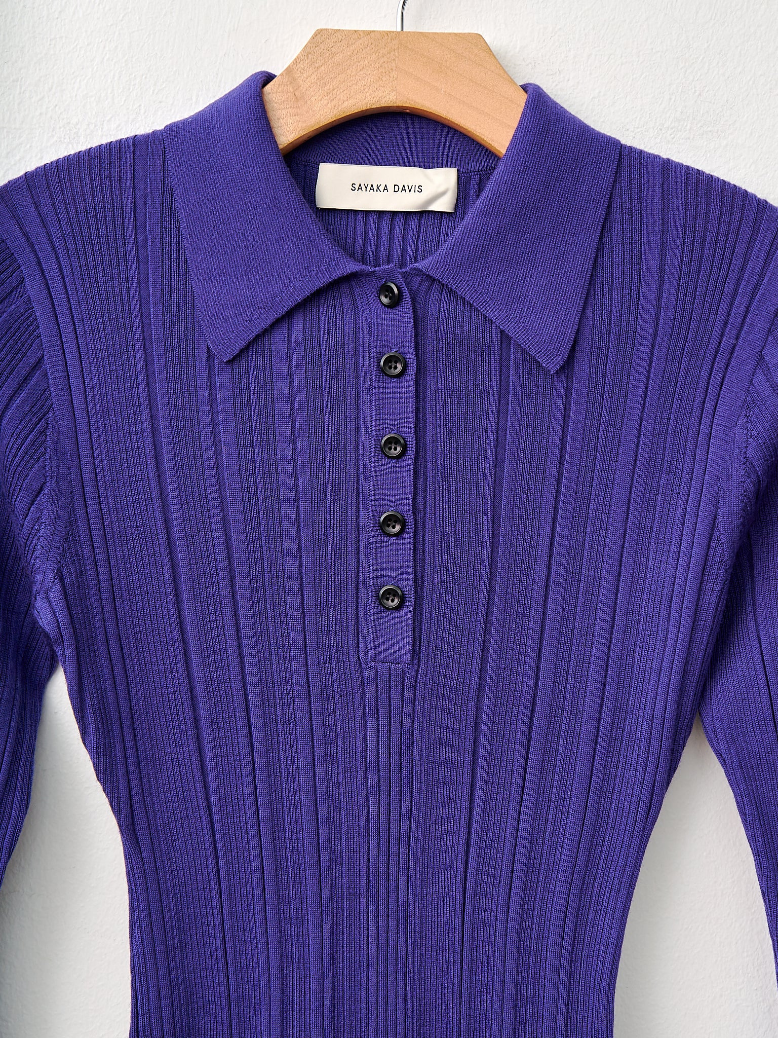 Namu Shop - Sayaka Davis Ribbed Knit Polo - Grape