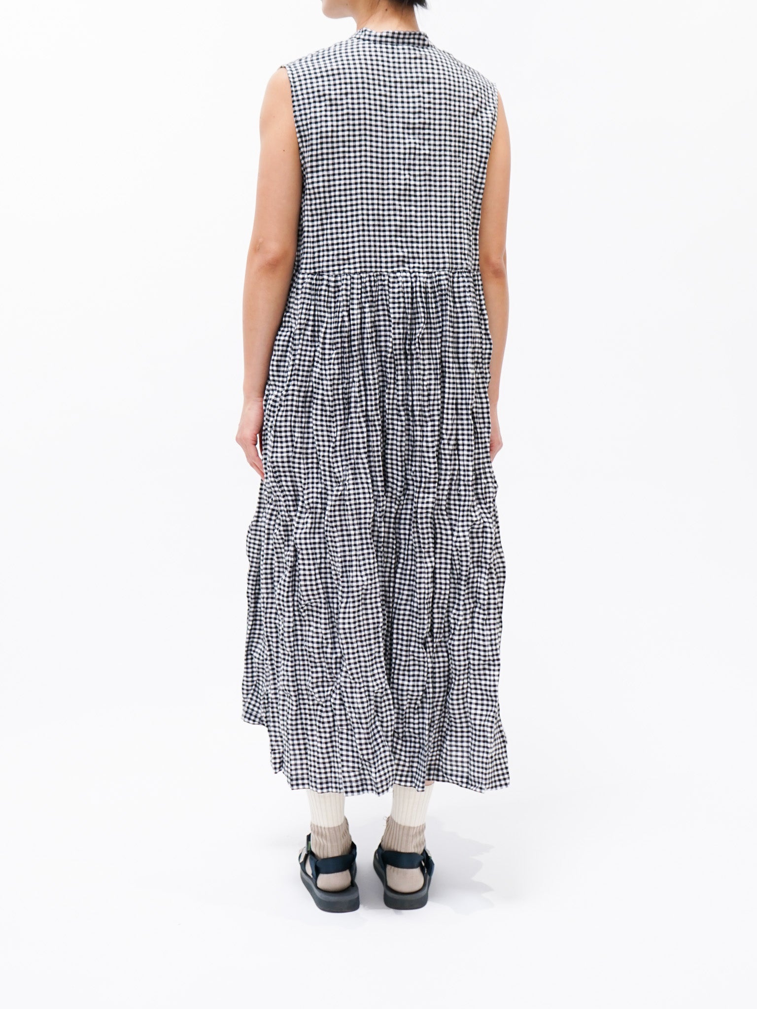 Namu Shop - ICHI Crinkle Sleeveless Dress - Gingham