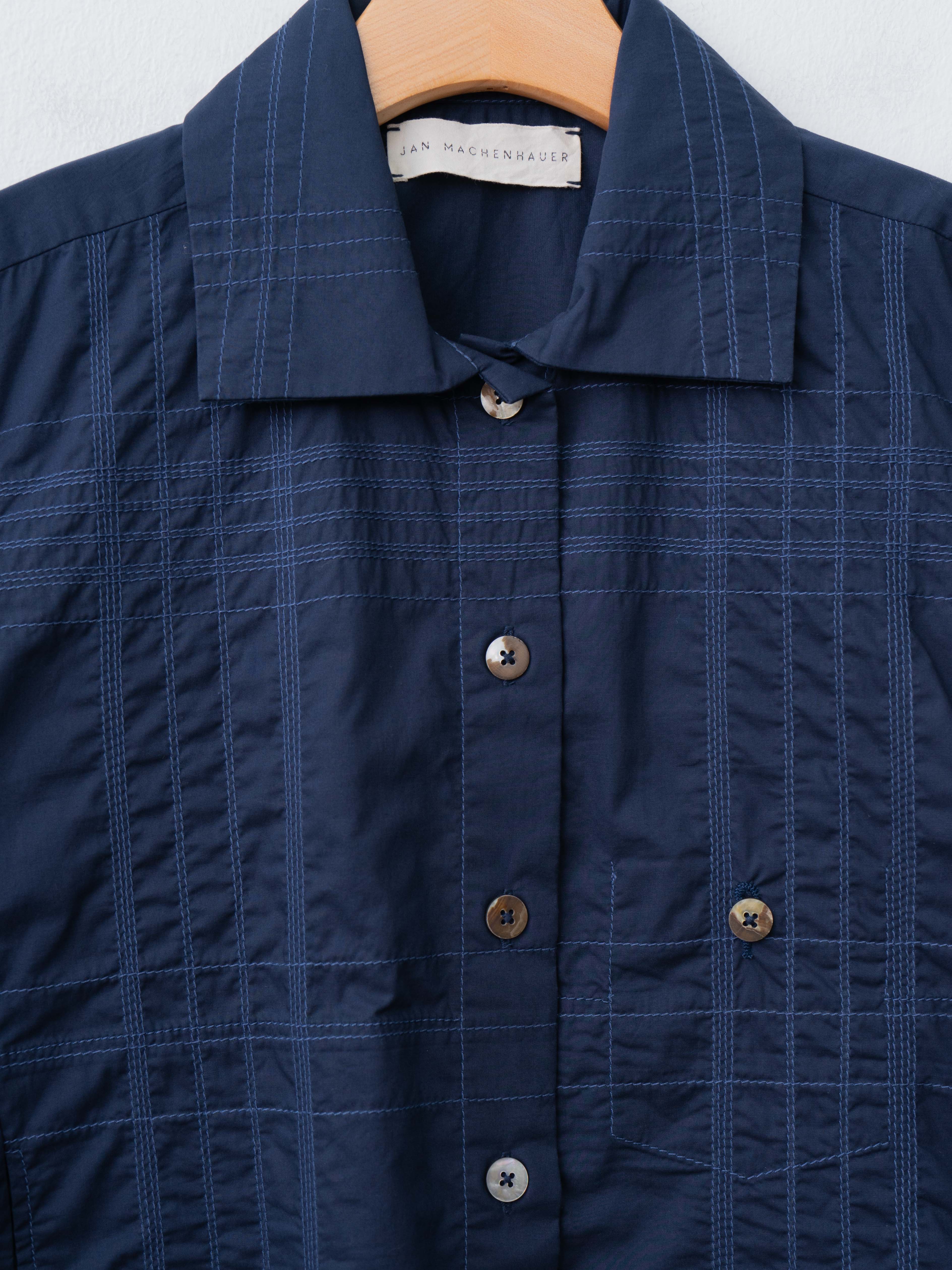 Namu Shop - Jan Machenhauer Kim Shirt Jacket - Indigo with Indigo Stitch