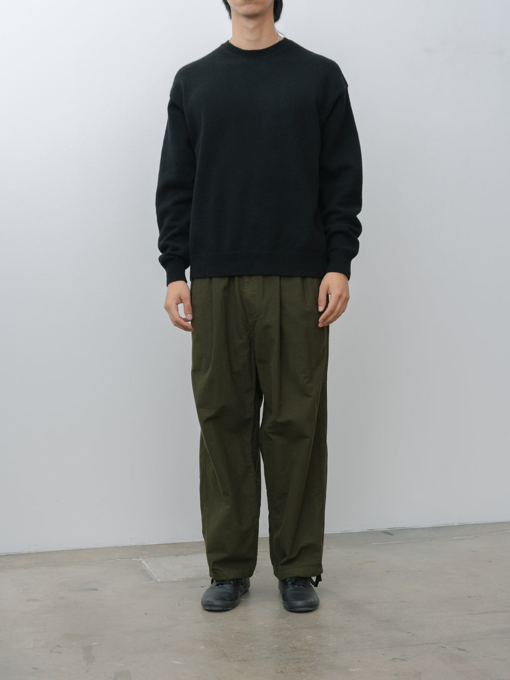 Namu Shop - Yoko Sakamoto Brushed Cotton Wide Pants - Olive