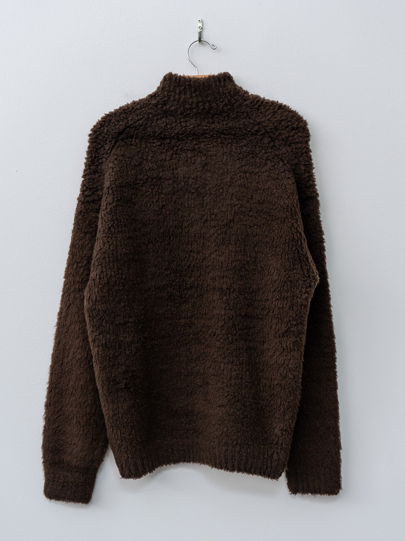 Namu Shop - Auralee Merino Wool Boa Knit Half Zip P/O - Dark Brown