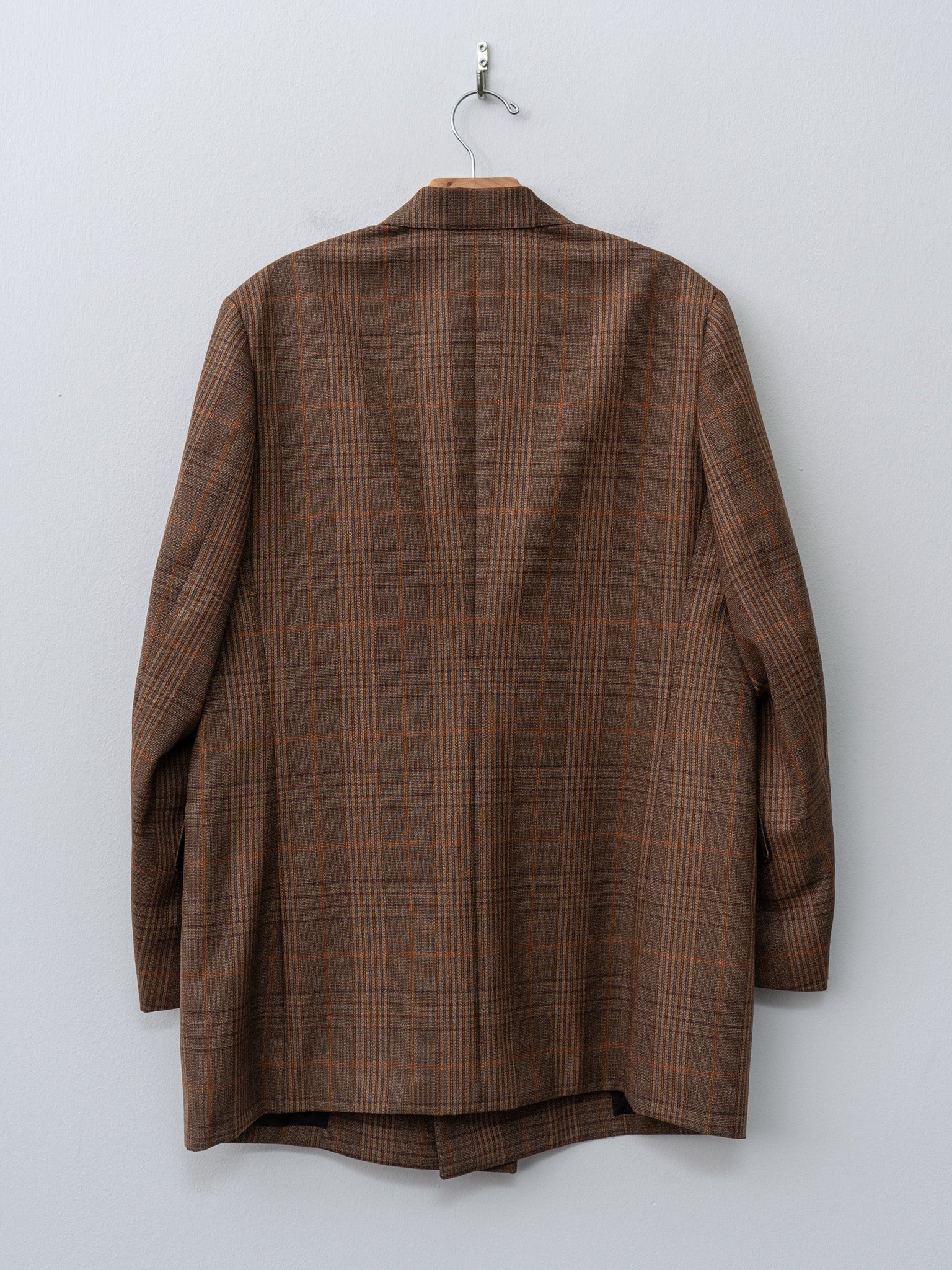 Namu Shop - Auralee Bluefaced Wool Check Double-Breasted Jacket - Brown Check