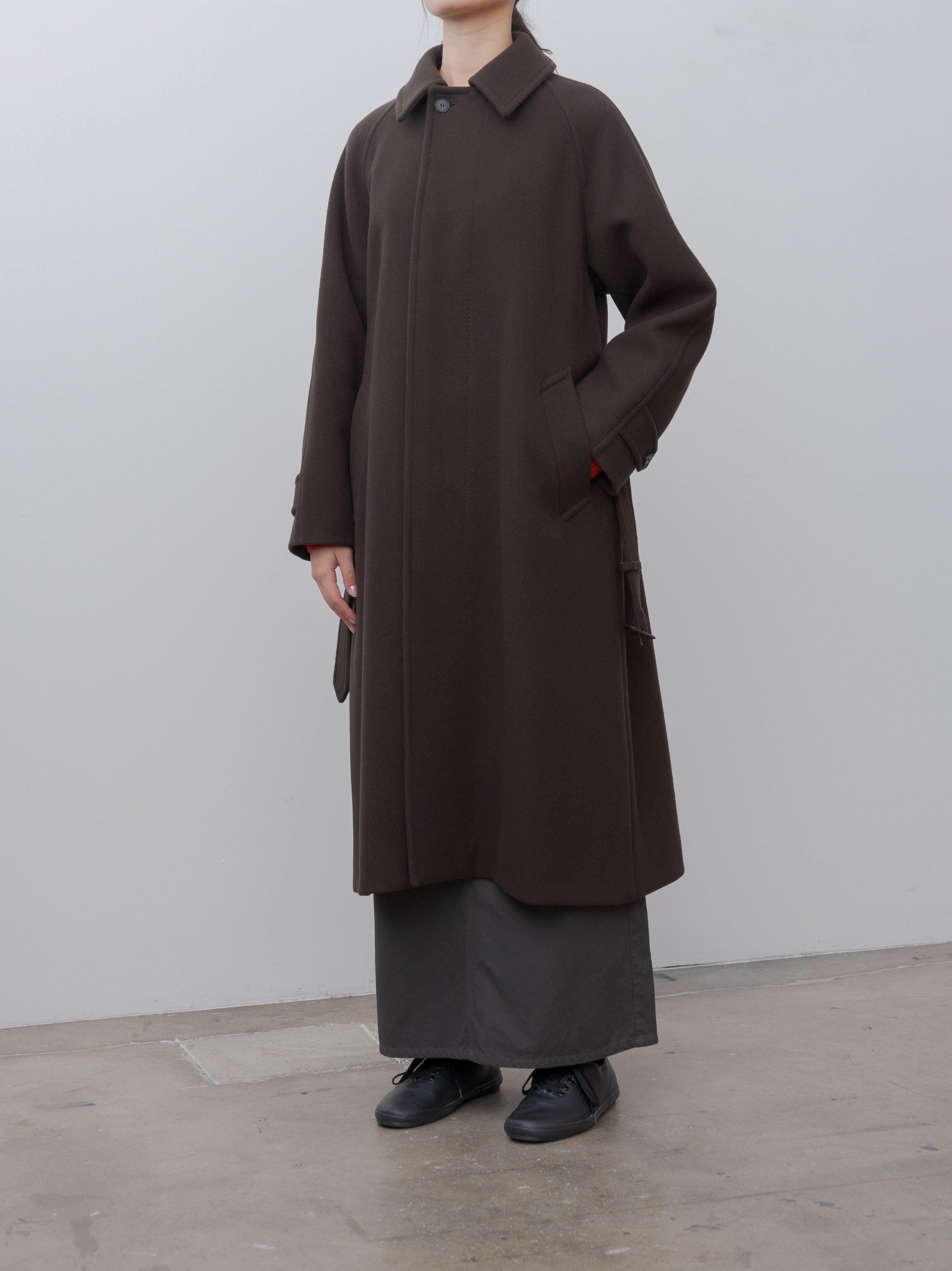 Namu Shop - Yleve Super 140's Wool Melton Coat - Brown