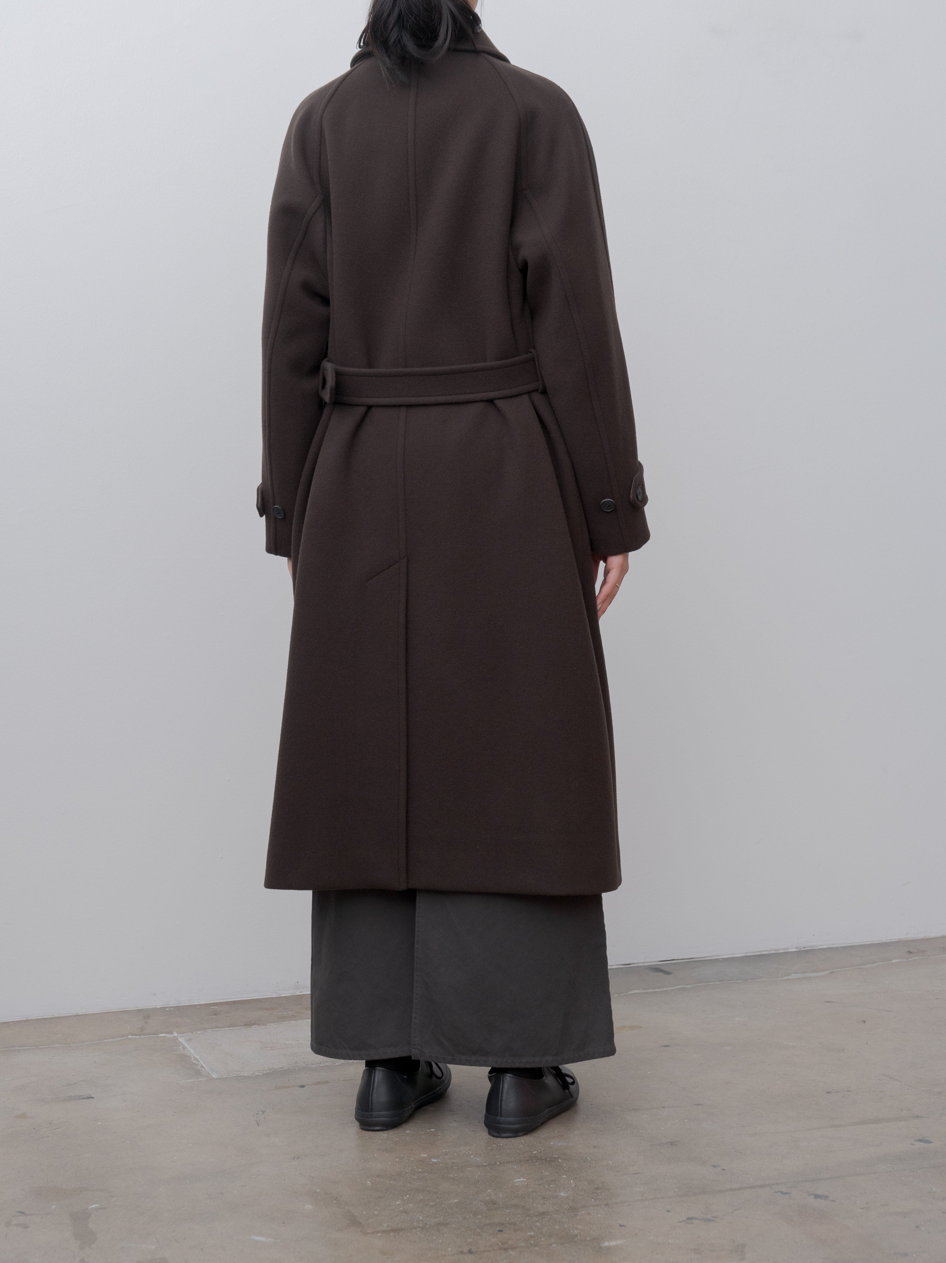 Namu Shop - Yleve Super 140's Wool Melton Coat - Brown