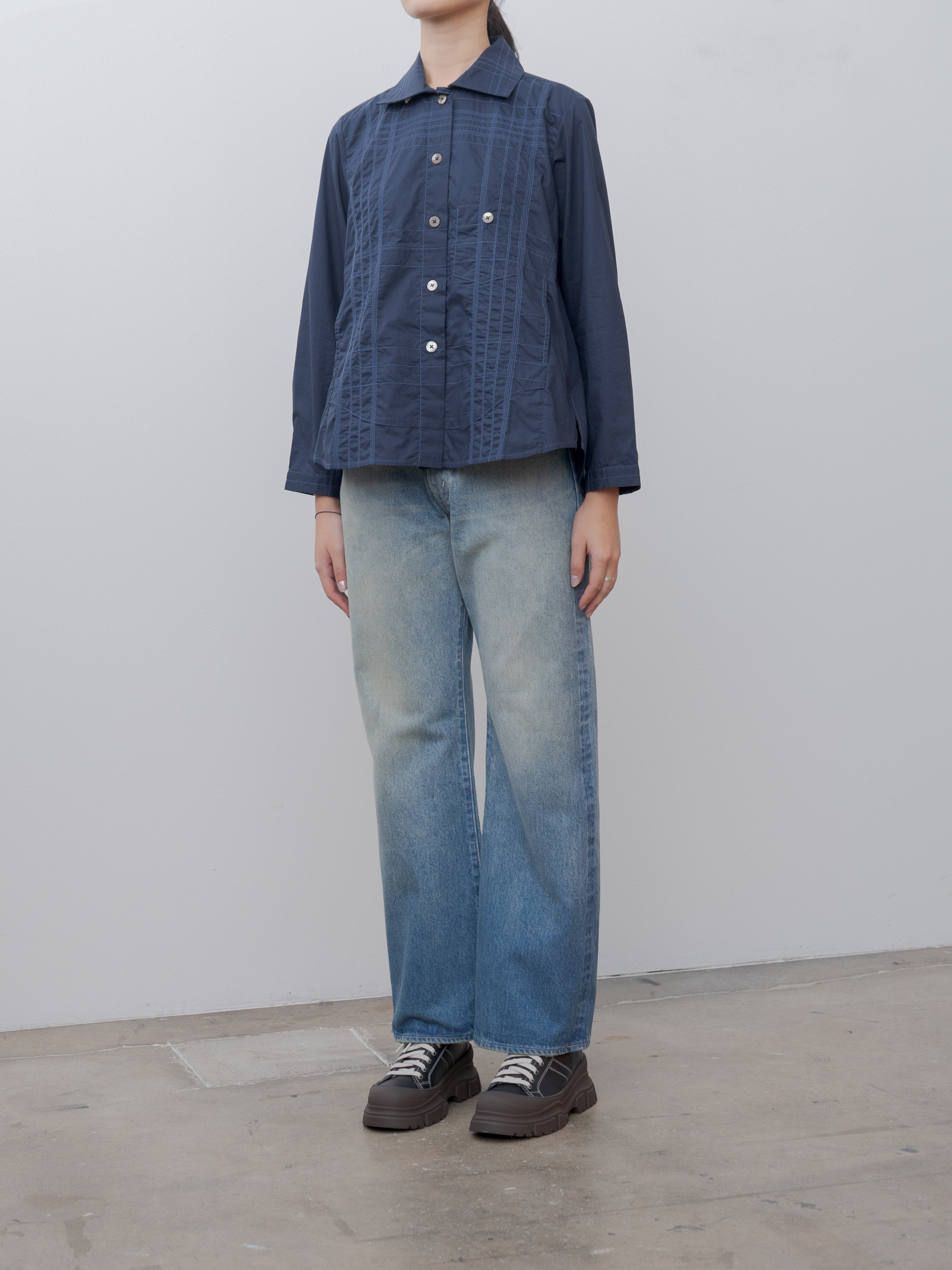 Namu Shop - Jan Machenhauer Kim Shirt Jacket - Indigo with Indigo Stitch