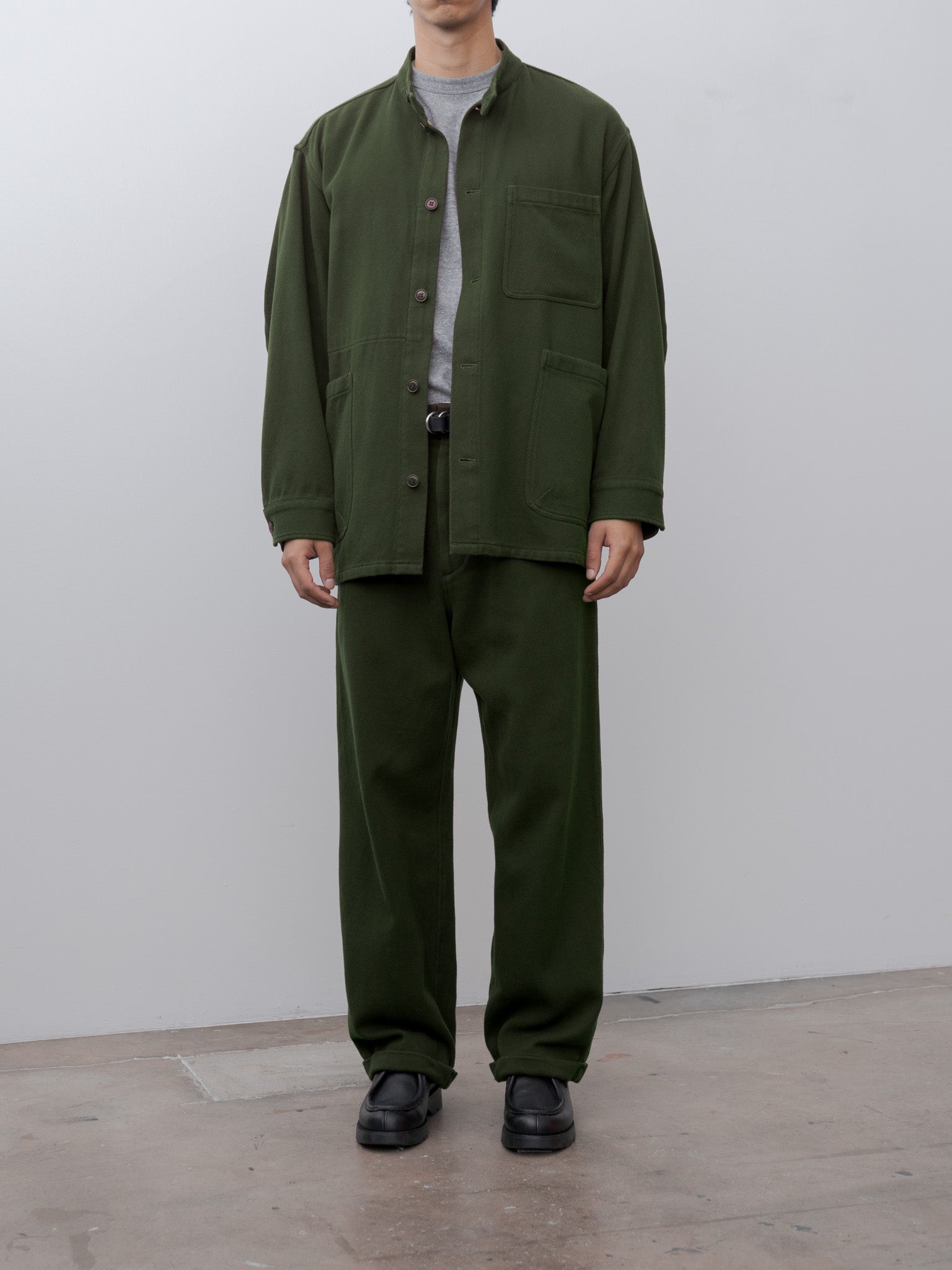 Namu Shop - Yoko Sakamoto Work Stand Collar Jacket - Olive