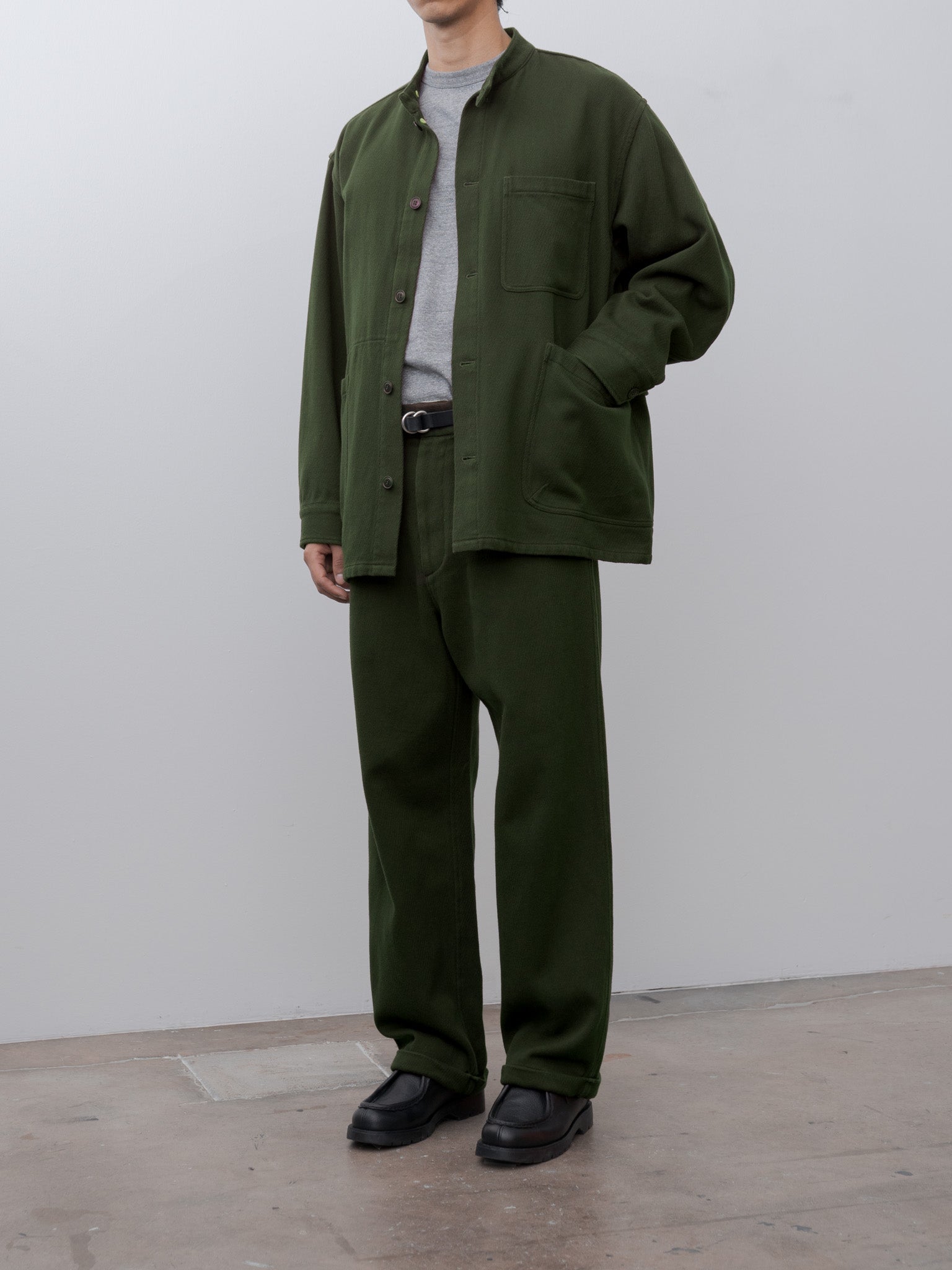 Namu Shop - Yoko Sakamoto Work Stand Collar Jacket - Olive