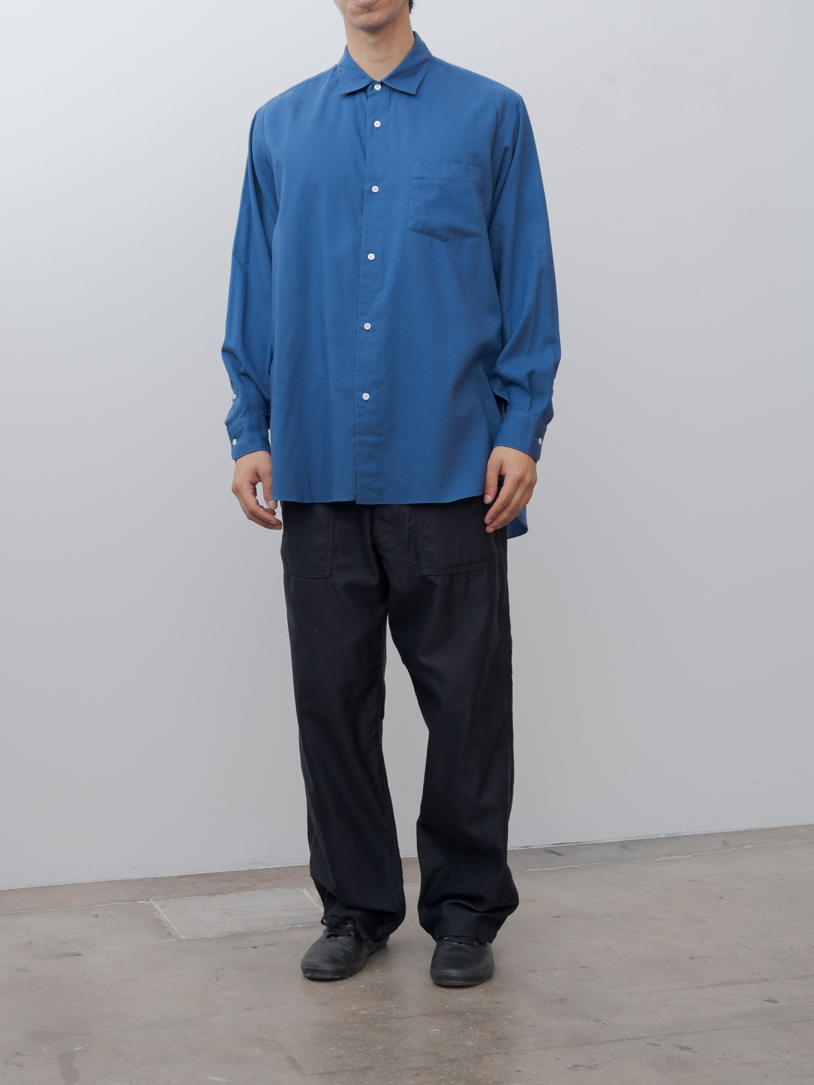 Namu Shop - Herill Cotton Cashmere Regular Collar Shirt - Sax Blue