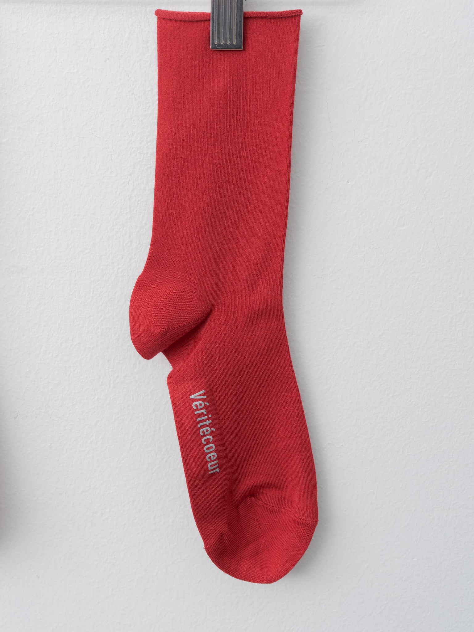 Roll Hem Socks - Brown, Red