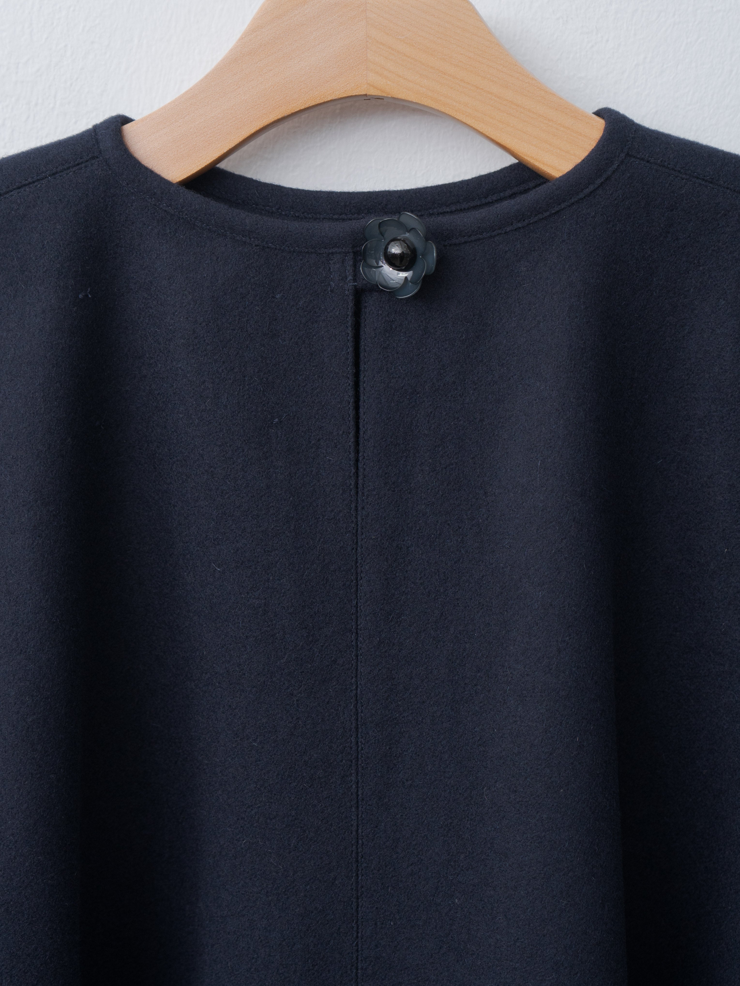 Rose Ruffle Cape - Navy Wool