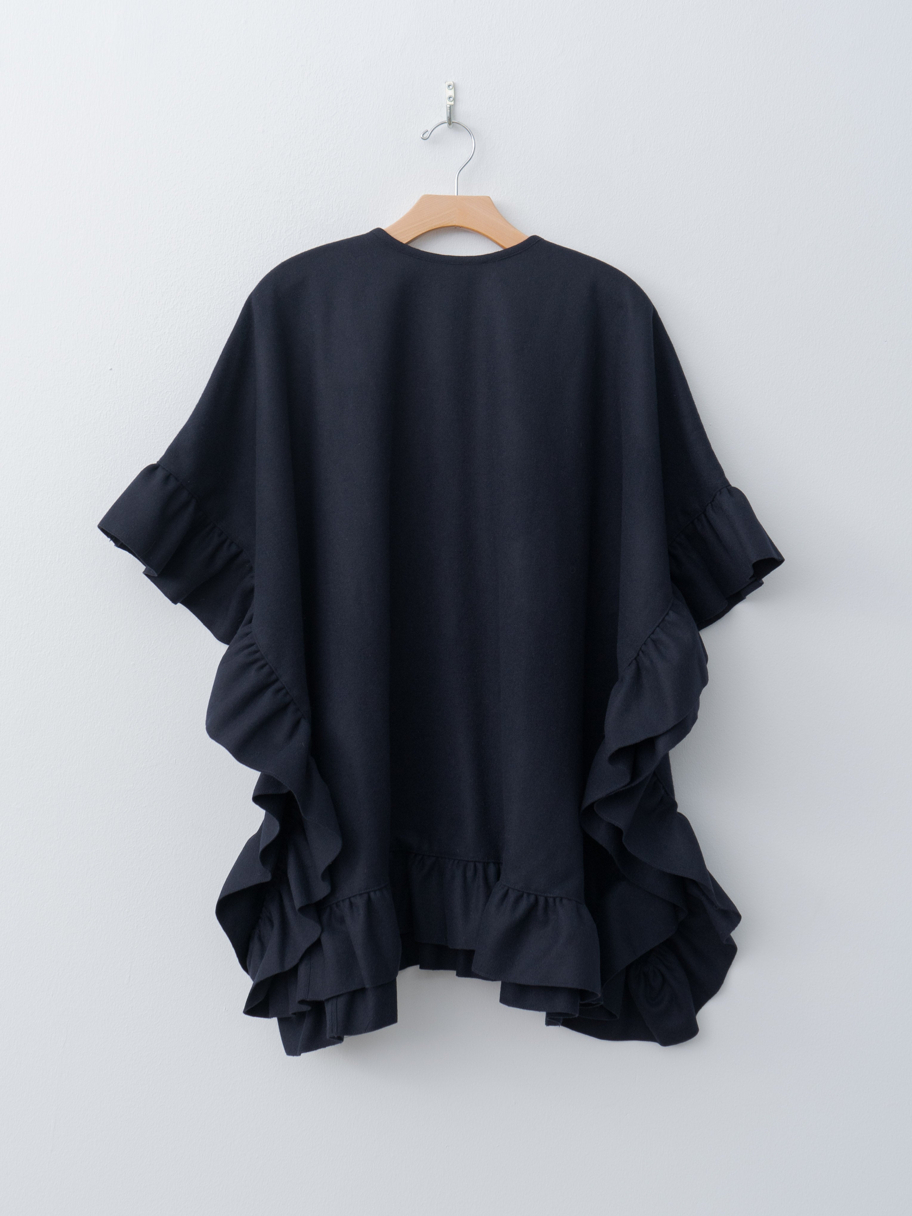 Rose Ruffle Cape - Navy Wool