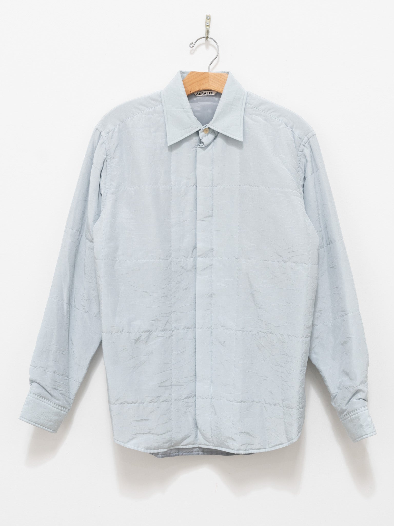 Quilted Light Silk Cotton Shirt - Light Blue
