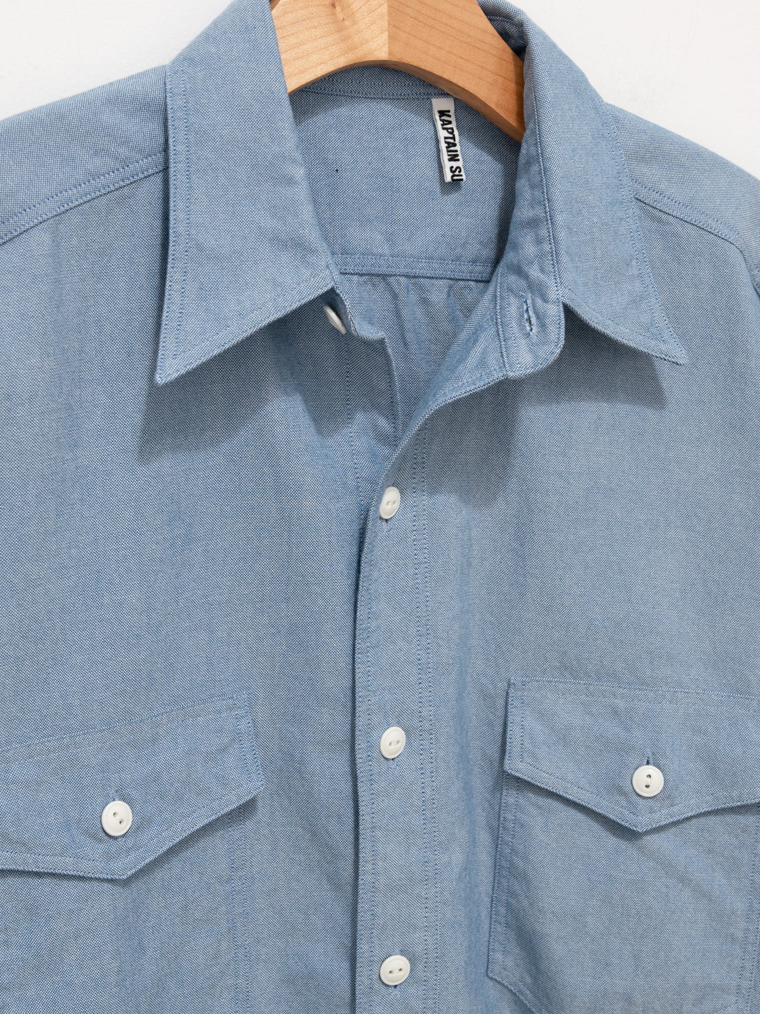Namu Shop - Kaptain Sunshine Washed Finx Dungarees Work Shirt - Blue