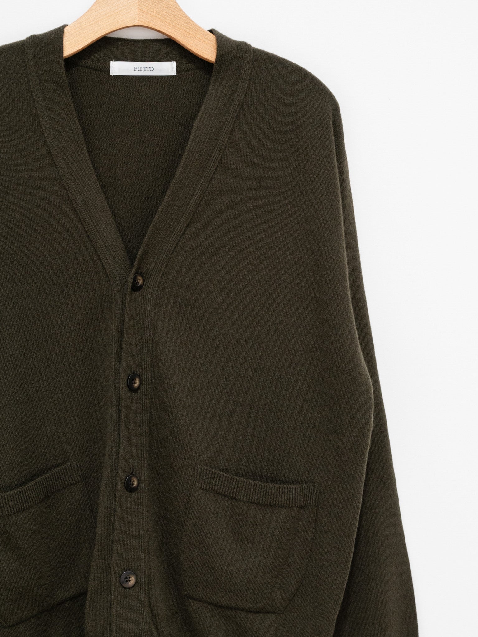 Namu Shop - Fujito Wool Cashmere Knit Cardigan - Olive Green