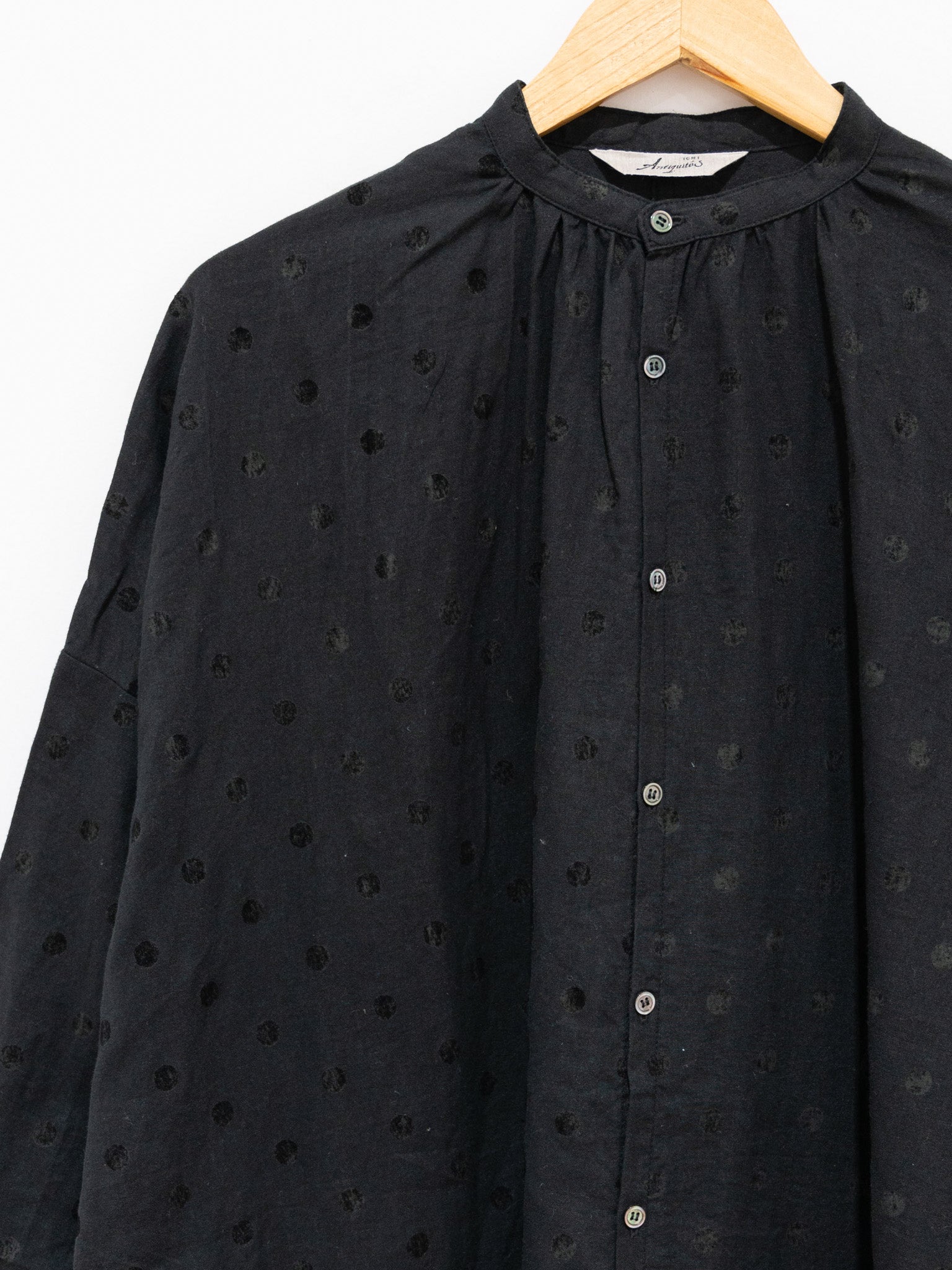 Namu Shop - Ichi Antiquites Azumadaki Ramie Flocky Dot Dress - Black