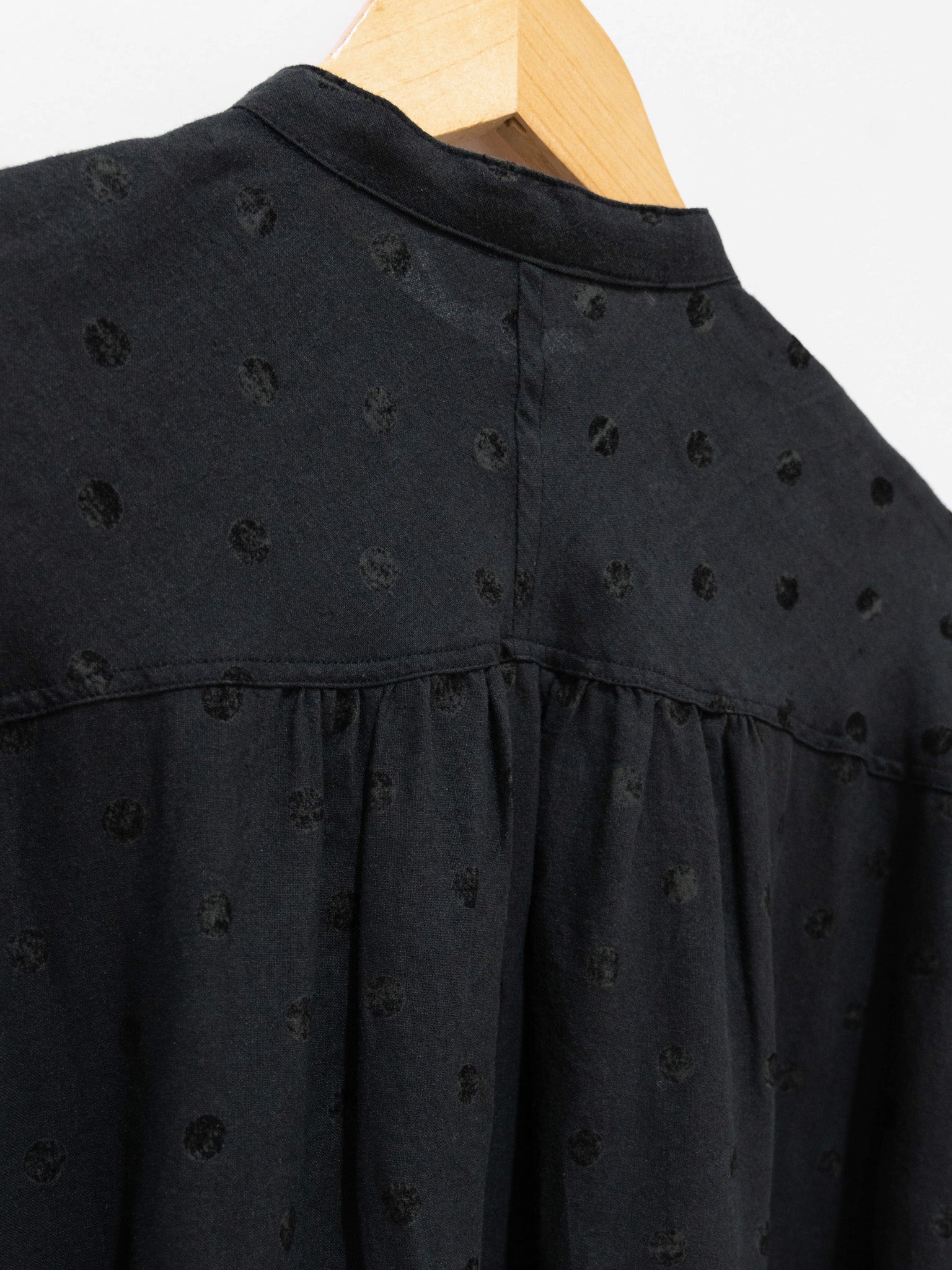 Namu Shop - Ichi Antiquites Azumadaki Ramie Flocky Dot Dress - Black