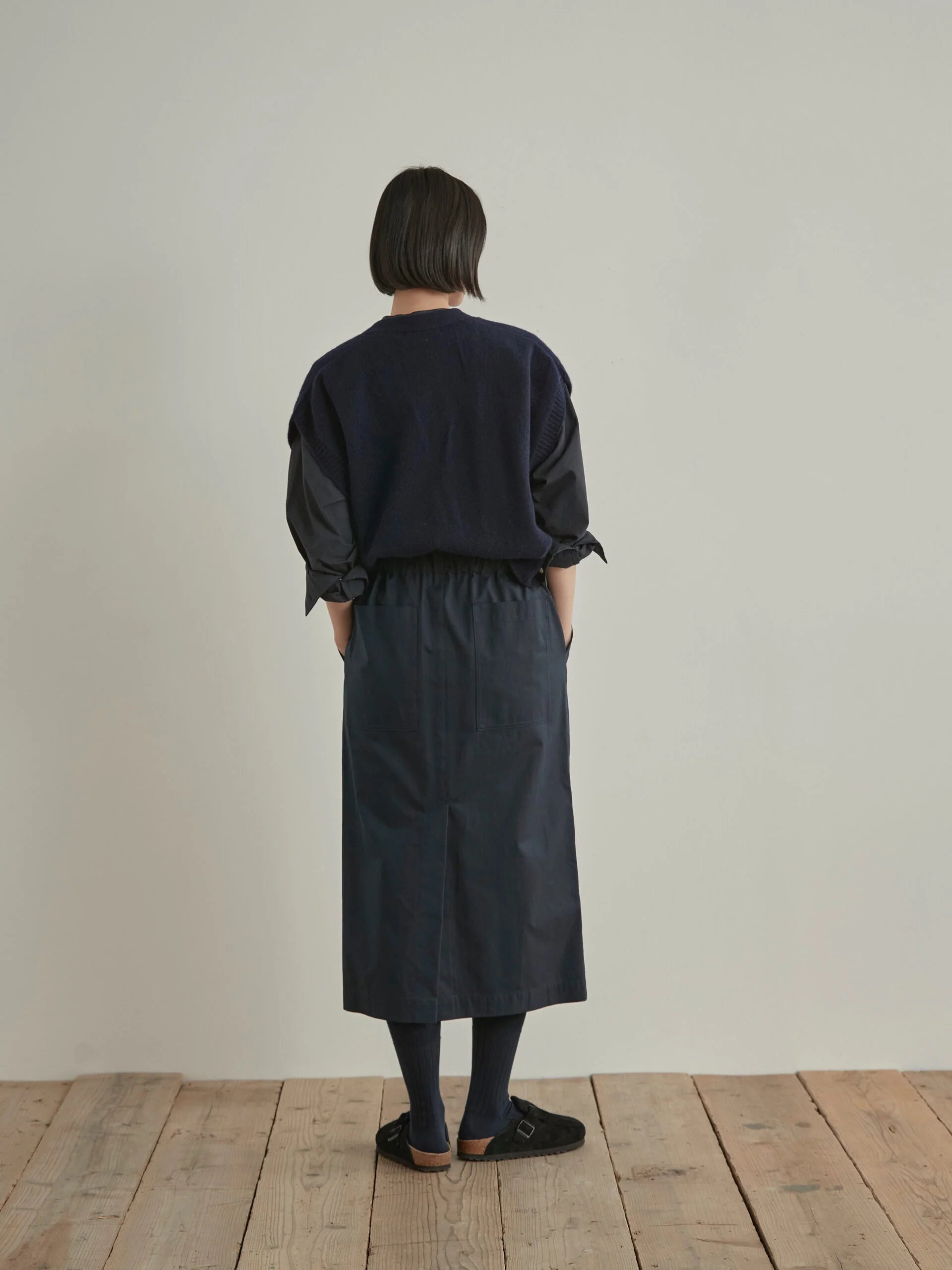 Namu Shop - Nicholson & Nicholson Cherry Skirt - Navy Gabardine