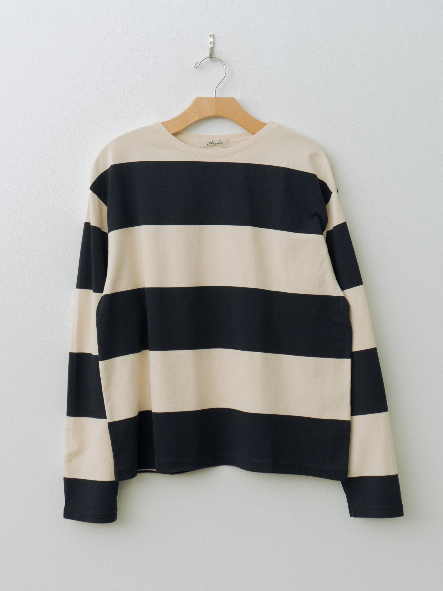 Striped Crew Neck - Beige x Black