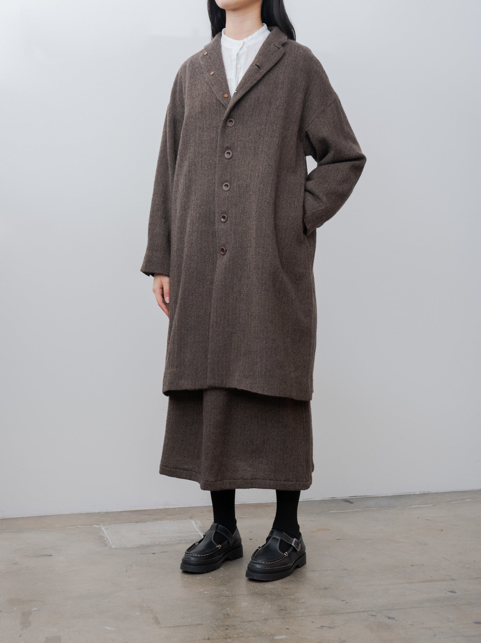 Herringbone Coat - Brown