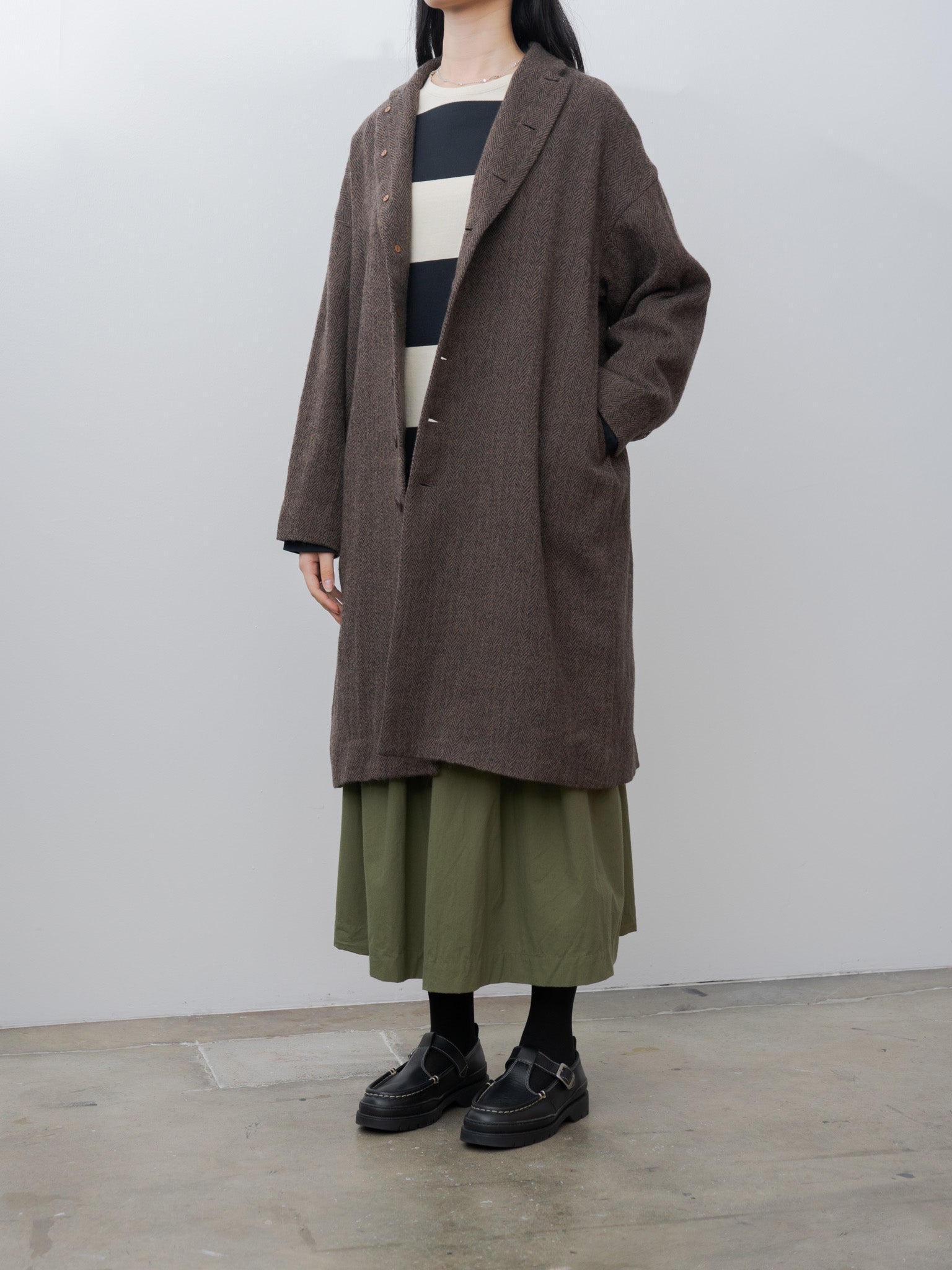 Herringbone Coat - Brown