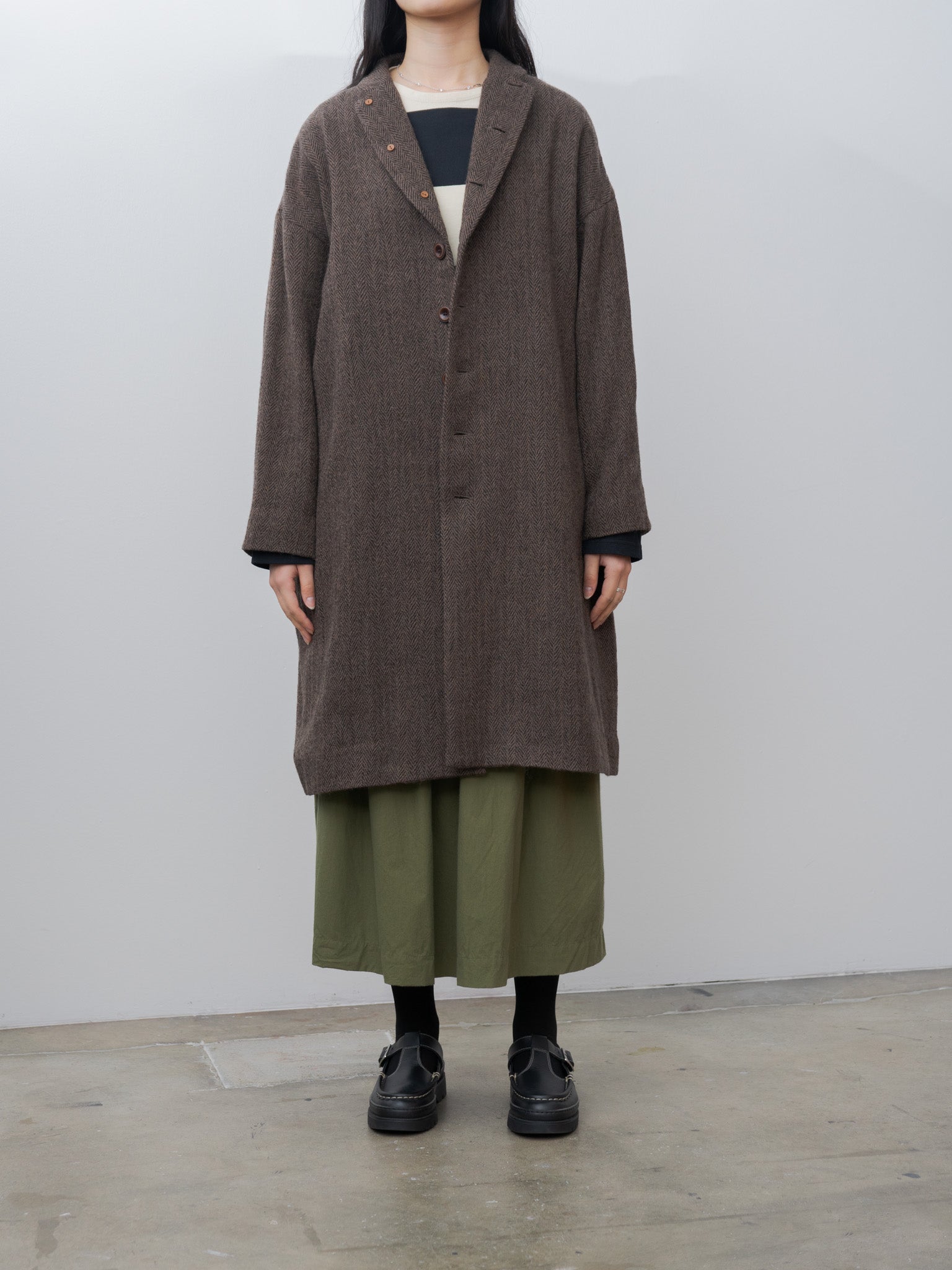 Herringbone Coat - Brown