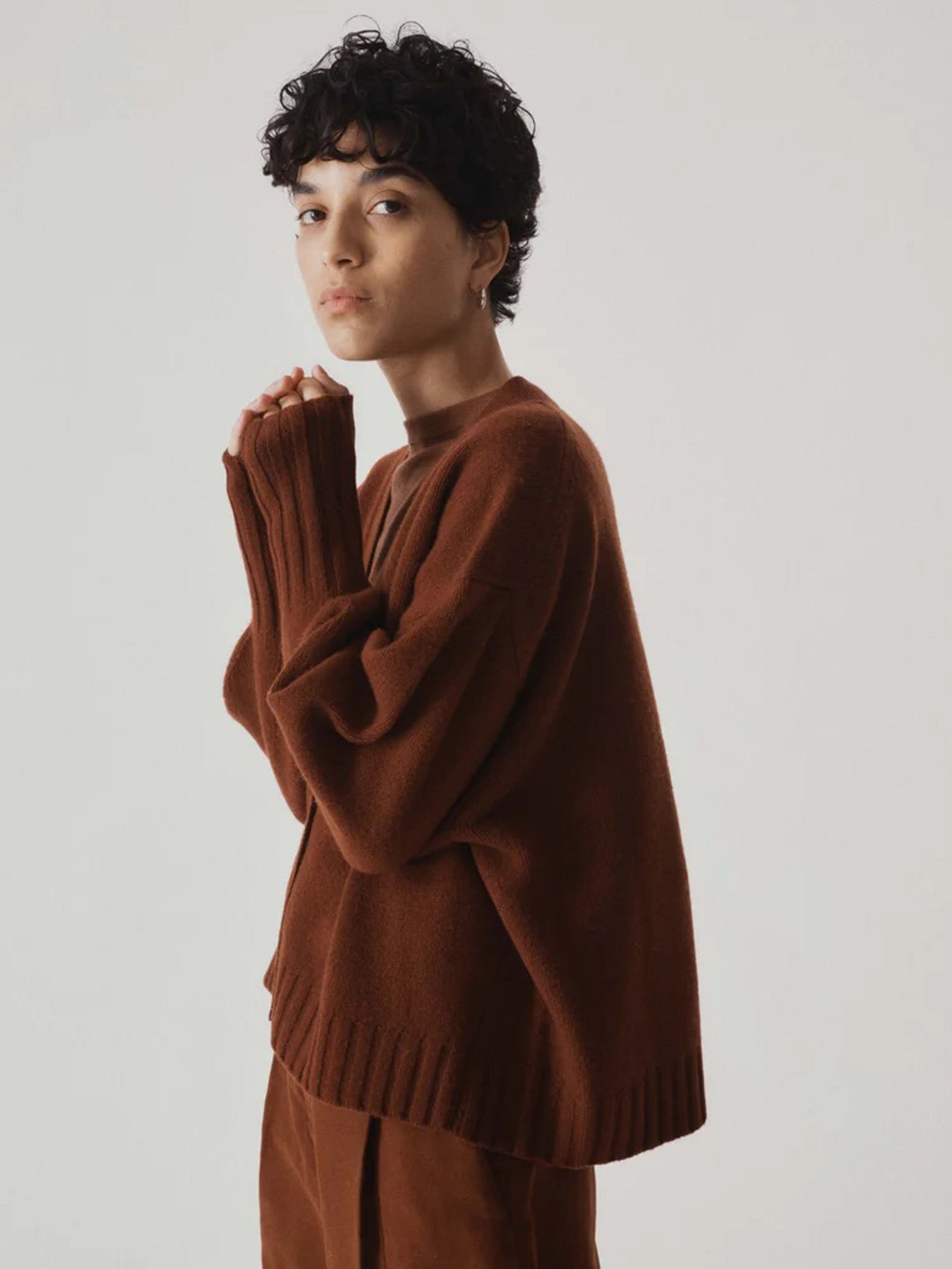 Namu Shop - Sayaka Davis Balloon Sleeve Cardigan - Cinnamon