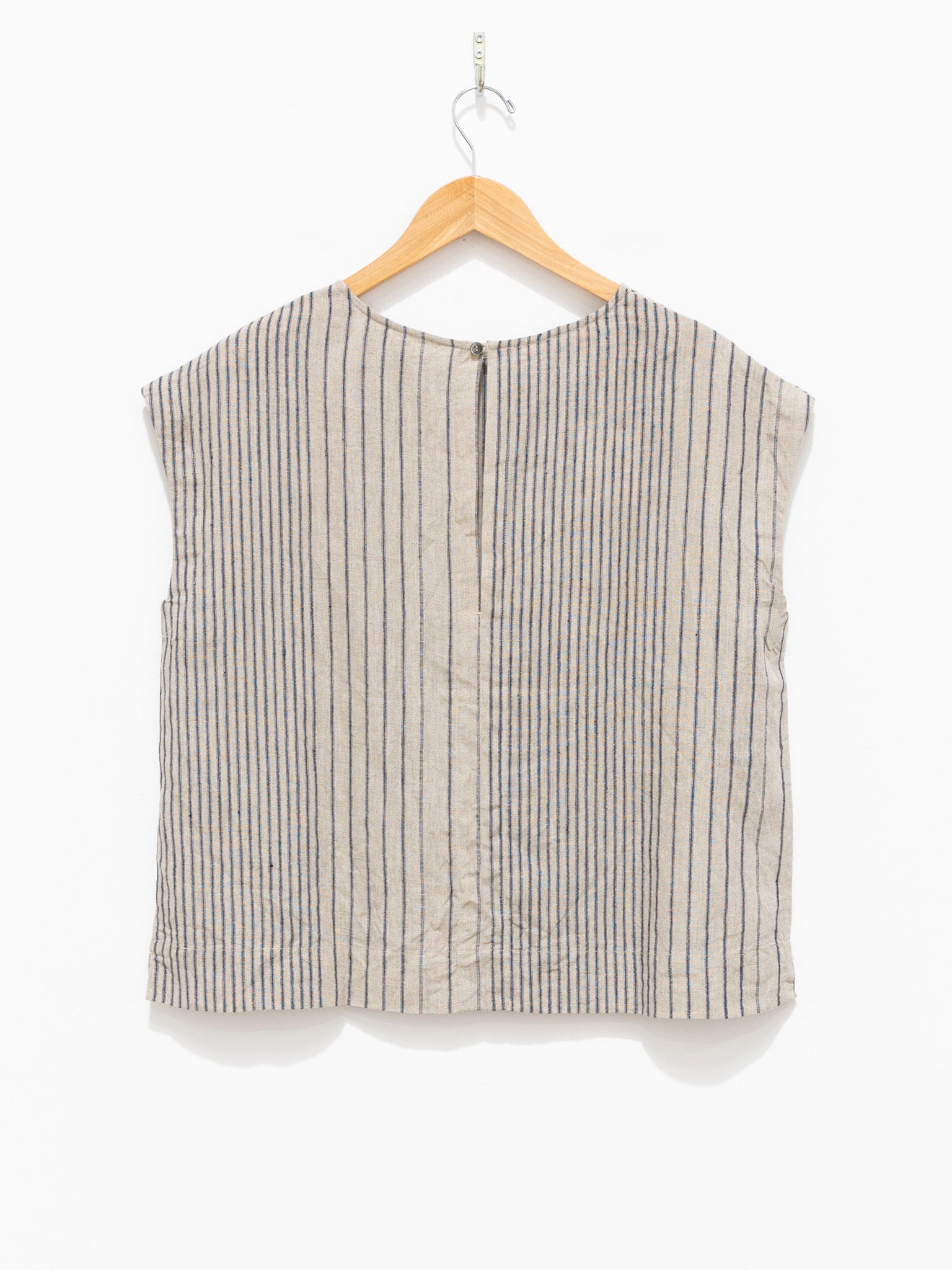 Namu Shop - Ichi Antiquites Linen Random Stripes Sleeveless Pullover - Natural