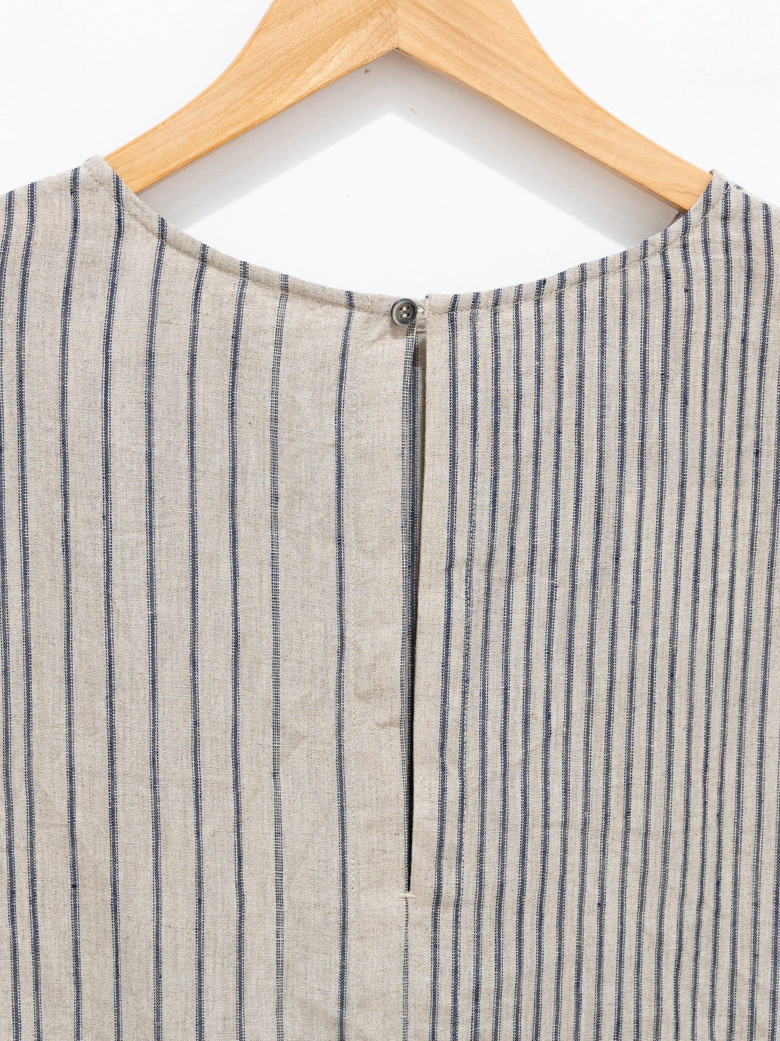 Namu Shop - Ichi Antiquites Linen Random Stripes Sleeveless Pullover - Natural