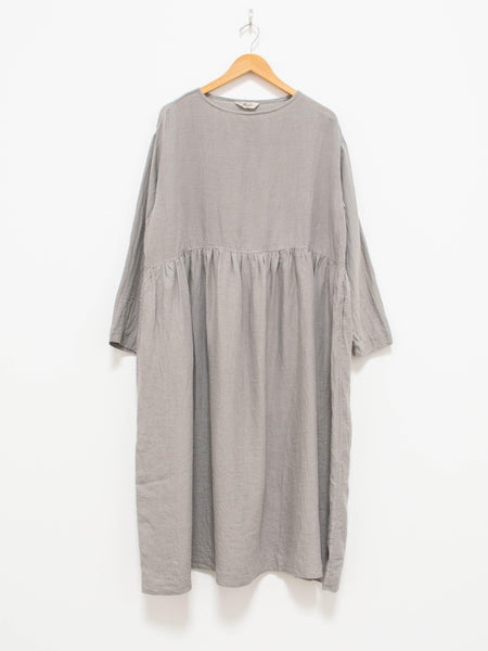 Namu Shop - Ichi Antiquites Linen Azumadaki Dress - Sumi Gray