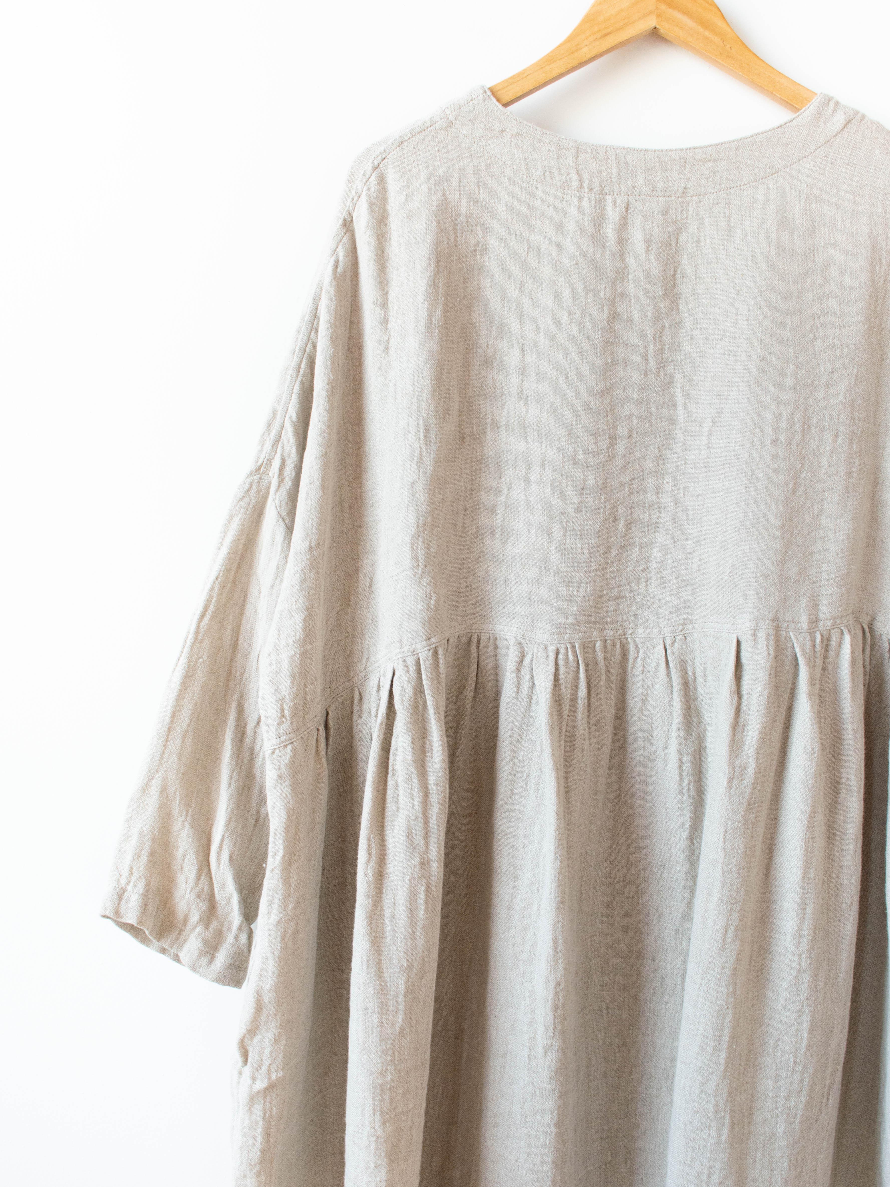 Namu Shop - Ichi Antiquites Linen Dobby AZUMADAKI Dress - Natural