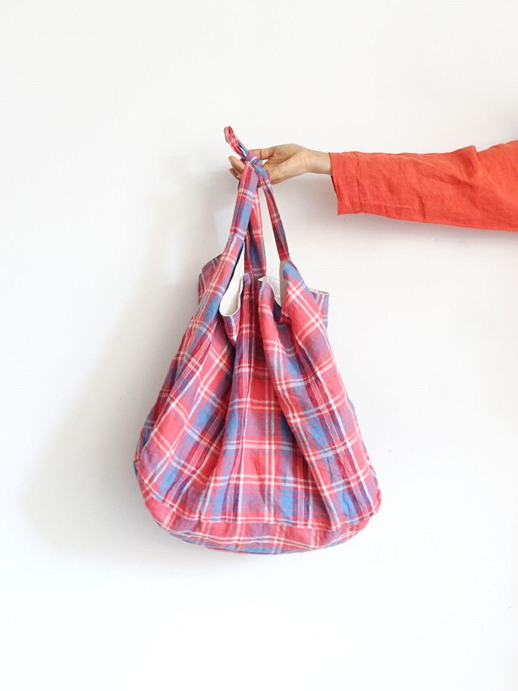 Namu Shop - Ichi Antiquites Linen Tartan Check Bag - Red