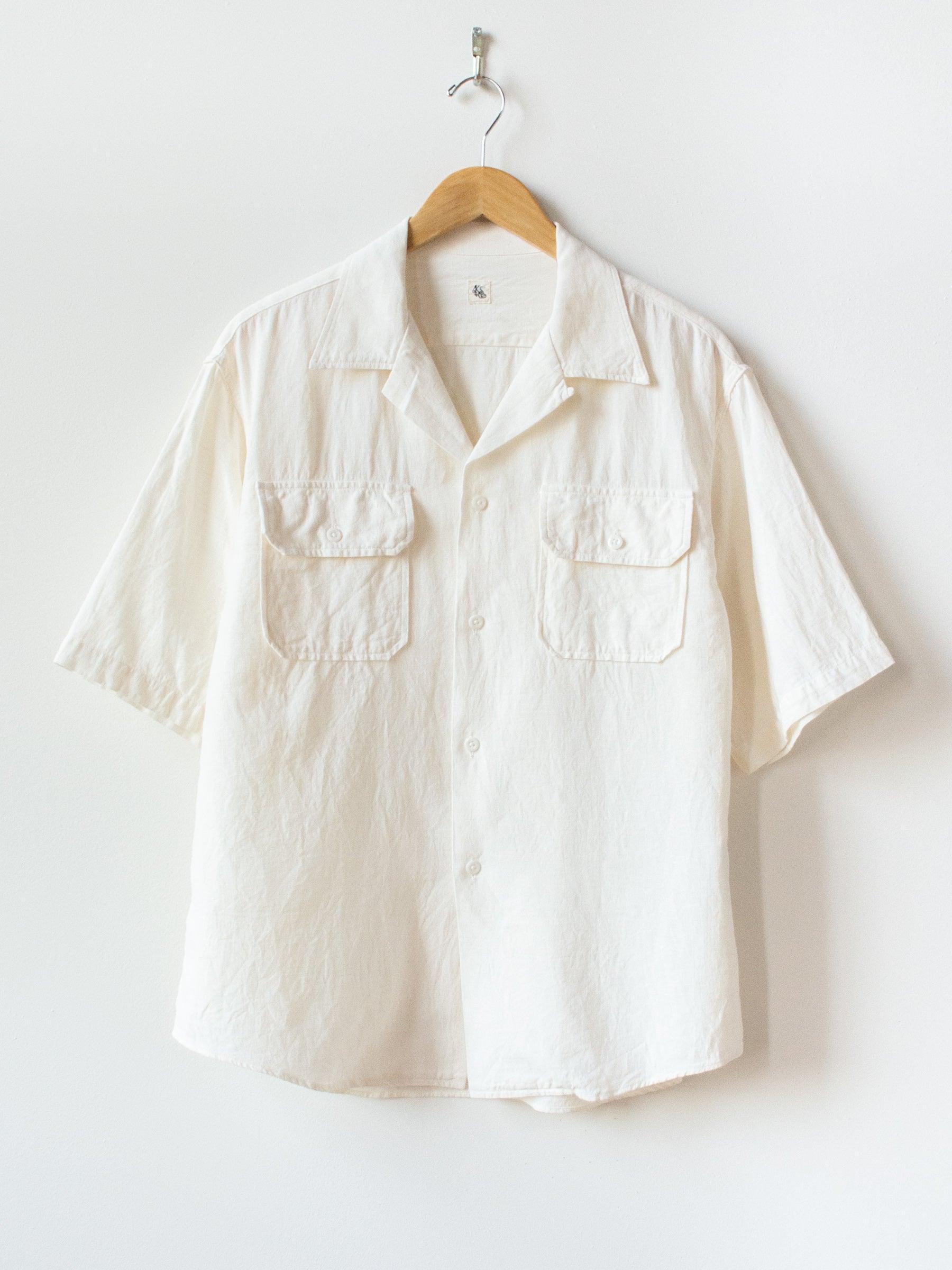 Safari Mesh Open Collar SS Shirt- White