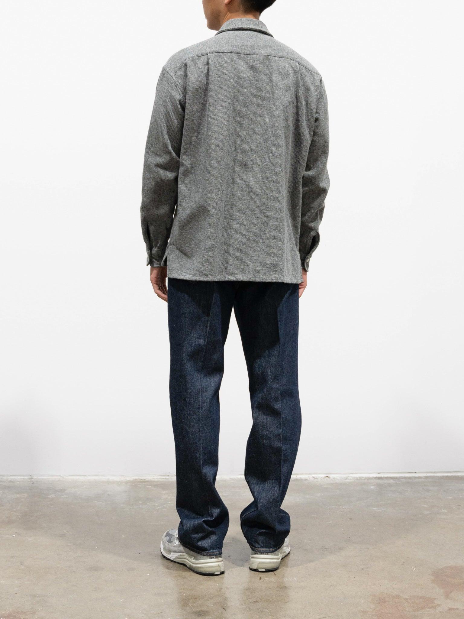 Namu Shop - Cotton Gray Round Baggy Mixed Shirt Color - Pocket Flap ts(s)
