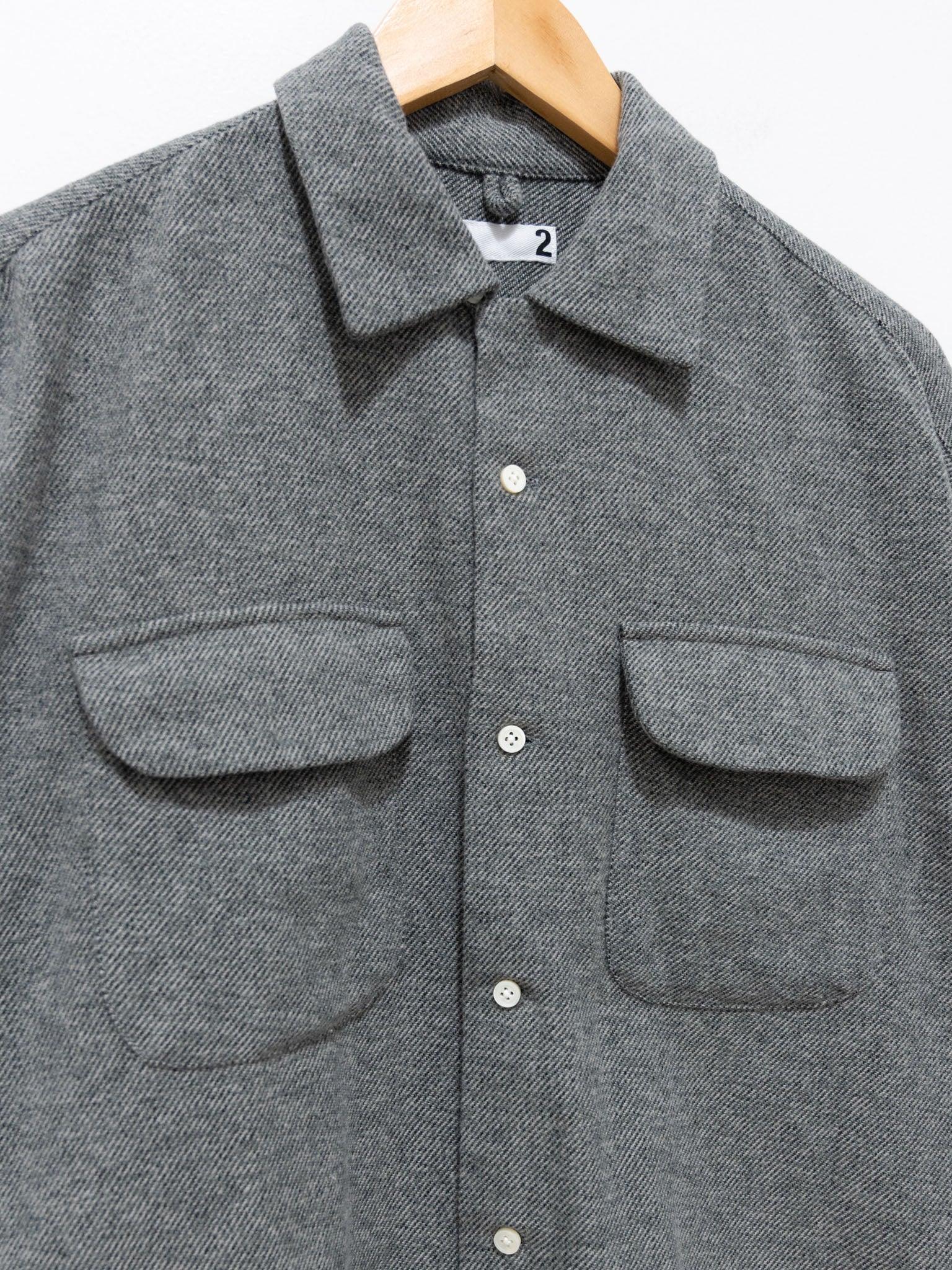 Namu Shop - ts(s) Mixed Flap Round Cotton Baggy Shirt Gray - Color Pocket