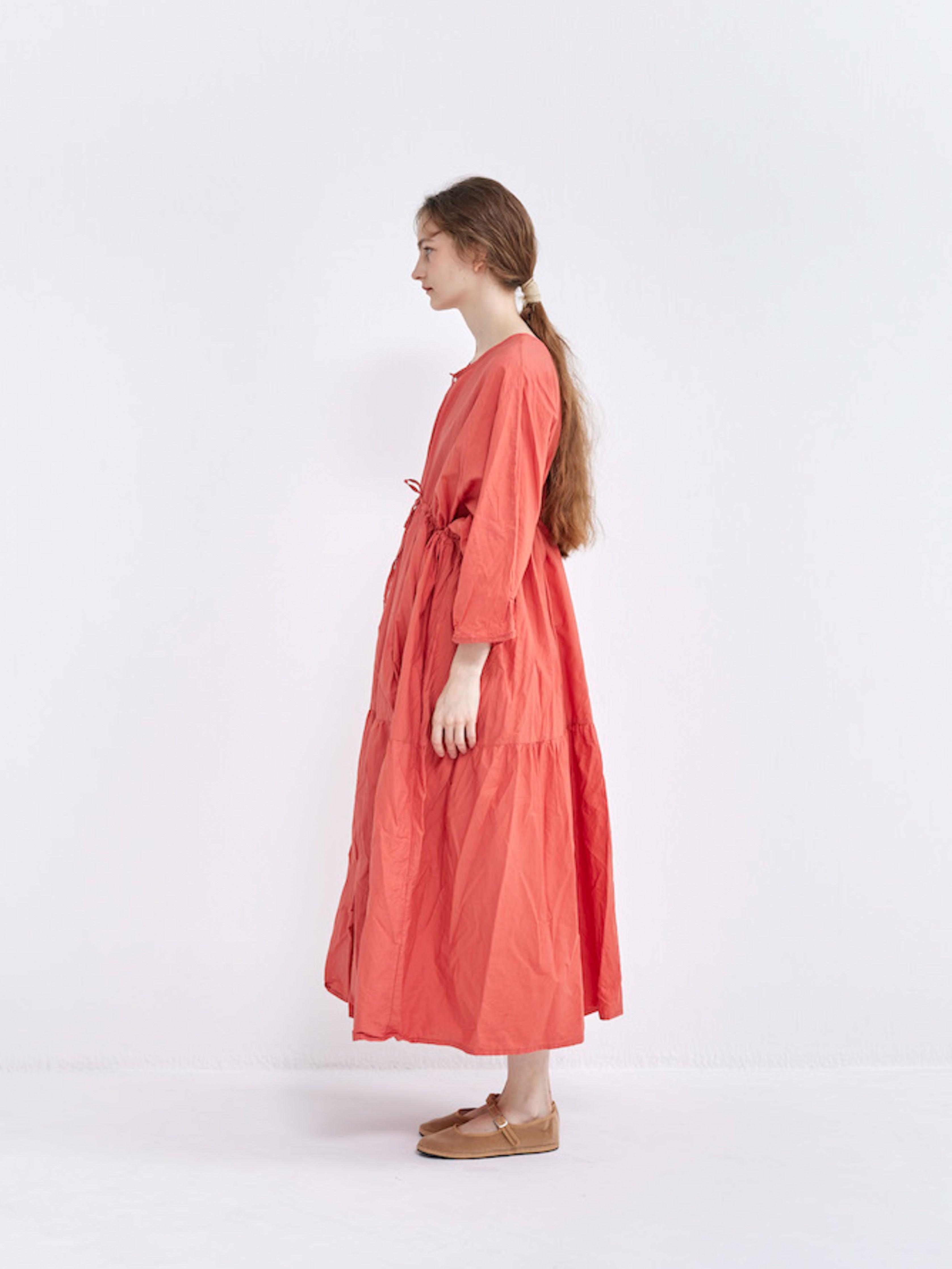 Namu Shop - Veritecoeur Co / Silk Two Way Dress - Orange Red