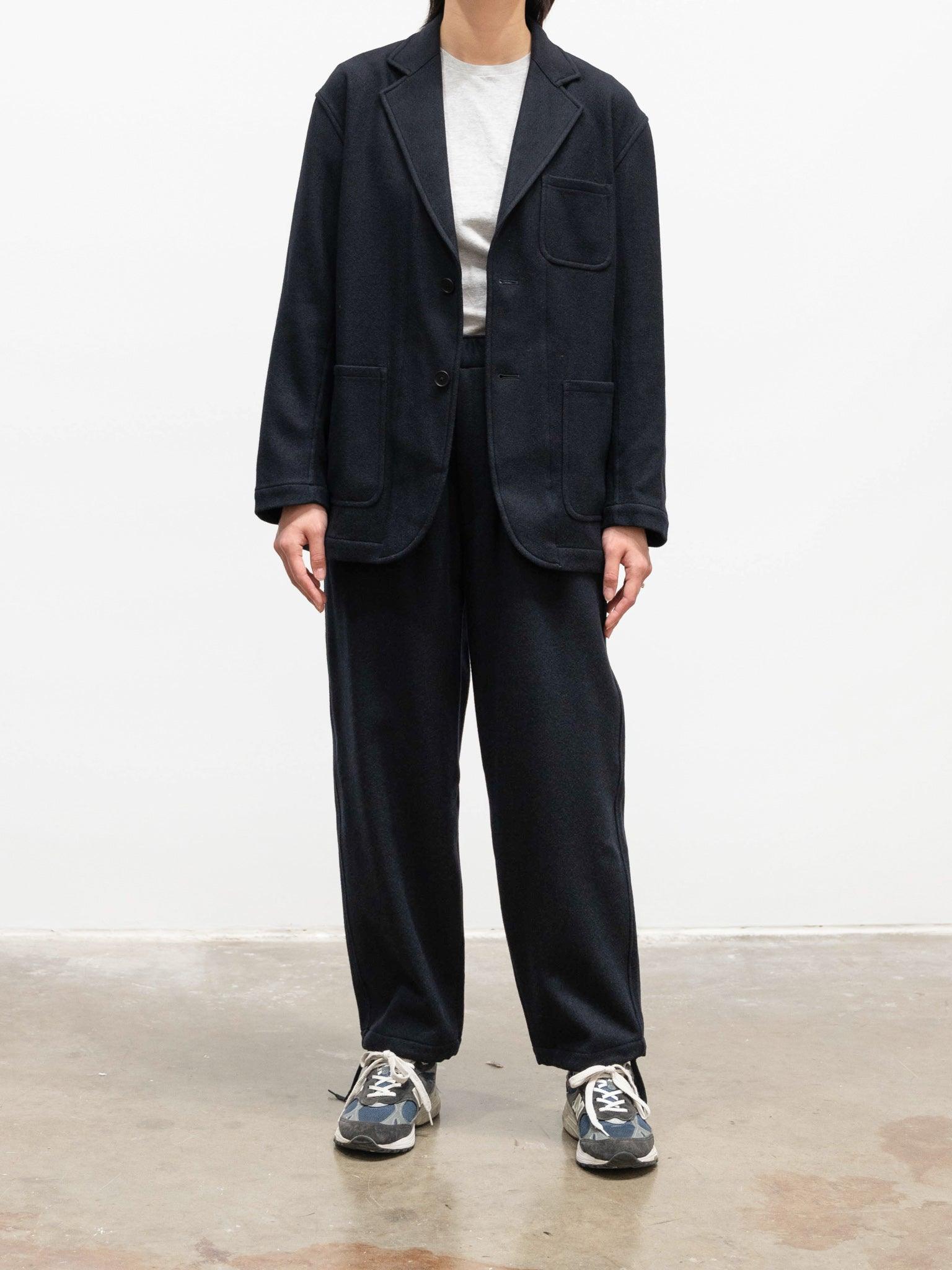 Namu Shop - Yleve Wool Cashmere College Flannel Easy Trousers - Navy